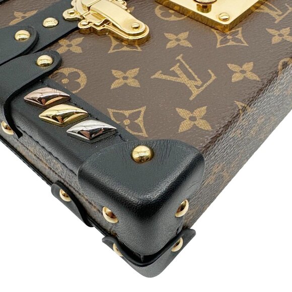 Louis Vuitton  Studded Petite Malle Monogram Canvas Shoulder Bag Brown - Picture 9 of 11